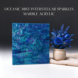 Plaque en acrylique moulé effet marbre Oceanic Mist <span class=keywords><strong>Interstellar</strong></span> Glitter pour la création de bijoux, ornements, porte-clés, marque-pages et sous-verres DIY - Product Image 1
