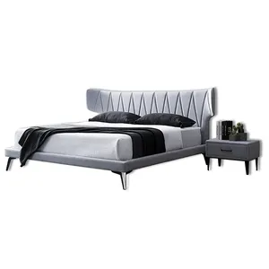 New Design Double Size Elegant European Style Modern Queen Bed Frame Stylish Bedroom Set