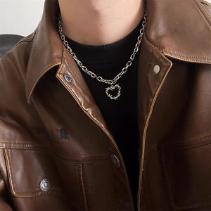 قلائد هيب هوب للرجال والنساء أزياء بسيطة من التيتانيوم الصلب سلسلة مجوهرات ملفوفة بطبقتين (NL907) - Product Image 4