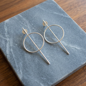 Pendientes Colgantes de Círculo Geométrico Minimalista Hechos a Mano al por Mayor, Joyería de Moda Brillante, Chapados en Oro, de Latón - Product Image 2
