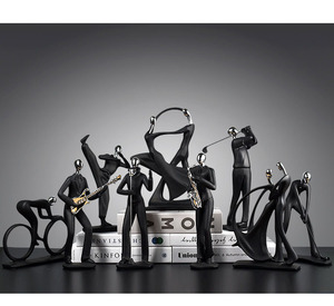 Nordic Creative Resin Crafts Golf Figure Statues and Music Band Abstract Sculptures Model Pattern