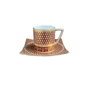 극단적 인 230 ml 하나의 차 커피 컵과 접시 손으로 그린 프리미엄 수공예품 태국 베스트 셀러 럭셔리 컬렉션