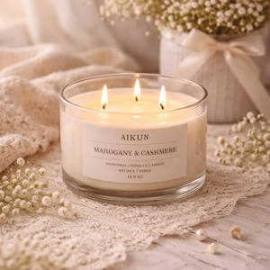 Vela aromática AIKUN en frasco de vidrio reutilizable de pared gruesa, vela perfumada de cera para uso en spa, suministro al por mayor para el hogar y la oficina - Product Image 2