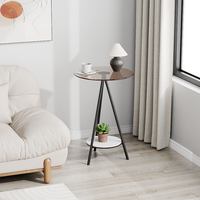 Table d'appoint en fer forgé de style verre brun pour salon, table de chevet de chambre à coucher, table basse double en verre de style minimaliste