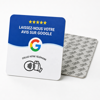 Carte de commentaires Google française 10 cm, autocollant NFC en acrylique étanche, étiquette de retour d'expérience personnalisée, prêt à être expédié