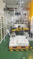 Robot de dépalletisation pour tamis moléculaire, bras robotique, 25 kg/sac, 80 sacs/h, collecte automatique des déchets, PLC, trémie en acier inoxydable, télécommande