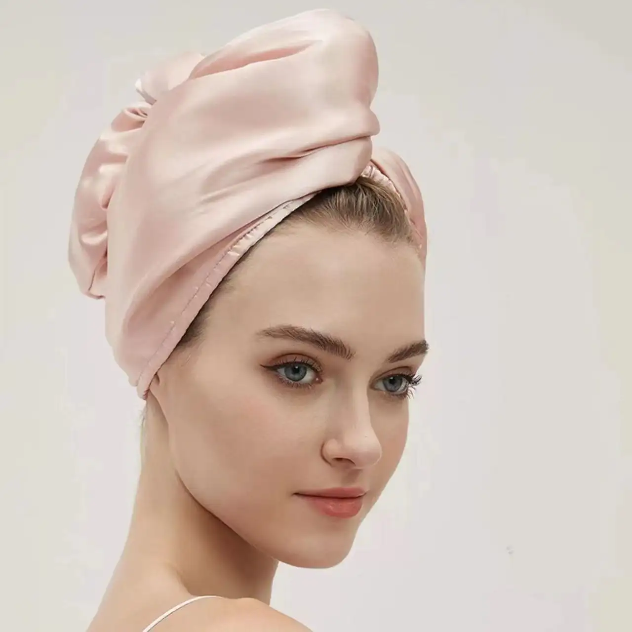 Luxury Silk Hair Drying Cap Women Bathroom Satin Lined Hair Drying Turban Towel Microfiber Quick Dry Hair Drying Towel Cap