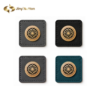 Étiquettes en cuir personnalisées Jinyi, badges métalliques, bord cousu, fabricant OEM ODM, patchs en cuir carrés à coudre pour marques de hijabs