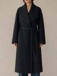Abrigo Clásico de Lana para Mujer con un Solo Botón, Abrigo Cruzado de Invierno, Informal, Suave, Cálido, con Forro de Cachemira - Product Image 1