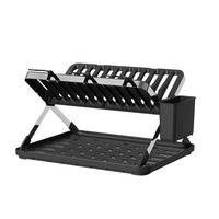 Égouttoir à vaisselle de cuisine moderne et minimaliste en métal en forme de X, détachable, grande capacité, double niveau, exclusivité transfrontalière pour