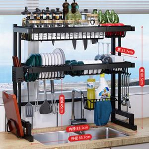 Modern Adjustable Durable <b>Kitchen</b> Sink Cutlery Storage Rack Multifunctional 2-Shelf Carbon Steel Rack - Product Image 6
