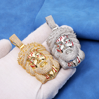 Colgante de Jesús de Lujo NUOYA en Plata de Ley 925 con Moissanita Completa, Corona de Espinas, Esmalte Rojo Manchado de Sangre, Joyería Hip Hop con Cabeza de Jesús