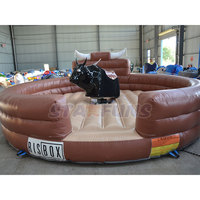 Taureau mécanique avec arène gonflable, jeu de rodéo commercial pour événements, location de fêtes, parc d'attractions
