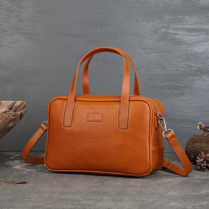 กระเป๋าเอกสารหนังแท้สไตล์วินเทจสำหรับผู้ชายกระเป๋าหนังวัวฟอกฟอกฝาดใส่ผัก - Product Image 1