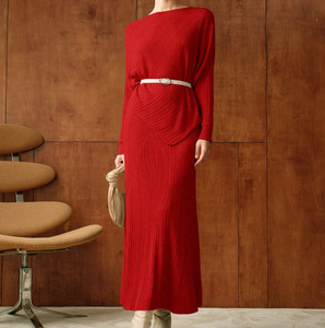 Spring Autumn Casual French Irregular Long Sleeve <strong>Viscose</strong> <strong>Top</strong> Women's Long Dress New Loose Slimming Simple Fashion Two-Piece Set - Product Image 6