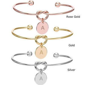 Bijoux personnalisés DIY en laiton argent plaqué or 18 carats, <span class=keywords><strong>amitié</strong></span> amour coeur nœud Bracelet Bracelet avec <span class=keywords><strong>lettre</strong></span> - Product Image 2