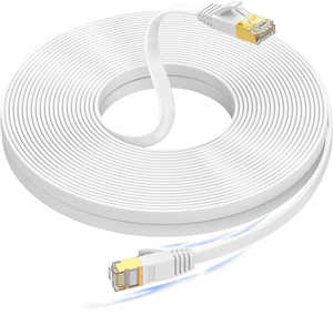สายอีเธอร์เน็ต Cat7 แบบแบน ชุบทอง ทองแดงเปลือย ความเร็ว 10Gbps 500mhz หัวต่อ Rj45 สำหรับบ้านอัจฉริยะ สายเคเบิลเครือข่าย 8p8c Cat 7 สำหรับใช้ในสำนักงาน - Product Image 1