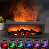 Diffuseur d'Arômes Intelligent Flamme de Bureau, Machine à Télécommande avec Sept Couleurs Lumineuses, Diffuseur à Effet Cheminée pour Maison et Hôtel