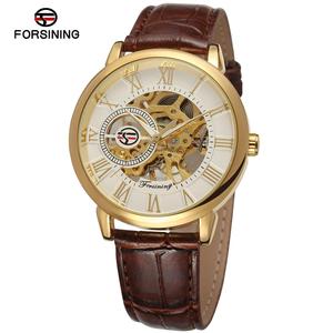 Vendita Top China Factory Forsining orologi personalizzati Otomatik Erkek Kol Saat mano <span class=keywords><strong>cinturino</strong></span> in <span class=keywords><strong>pelle</strong></span> a vento da <span class=keywords><strong>uomo</strong></span> <span class=keywords><strong>orologio</strong></span> scheletro meccanico - Product Image 4
