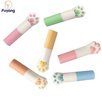 Tube de rouge à lèvres en plastique imprimé à l'écran, forme de patte de chat mignonne, couleur rose, avec applicateur, cosmétique