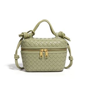 Bolso trenzado hecho a mano, bolso sencillo a la moda, nueva caja con doble cremallera, bolso de mano, textura de nicho, Color puro, bolso cruzado de cien hombros - Product Image 6