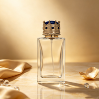 Flacons de parfum carrés en verre transparent 50ml/100ml vides avec pulvérisateur à pompe, boîte cadeau et impression sérigraphique