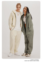 Conjunto de Sudadera con Capucha y Pantalones de Chándal Unisex a Juego para Parejas, Estilo Urbano, Oversize, Holgado, con Cordón, Venta al por Mayor, Personalizado, para Descansar