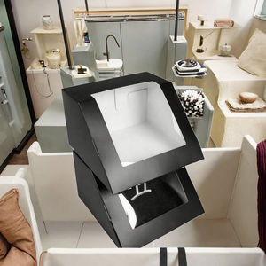 Caja de Cartón Trapezoidal Negra Autoarmable de Alta Gama para Mascarillas Faciales Cosméticas, Ventana de PVC, Laminación Mate, Logotipo Personalizado - Product Image 3