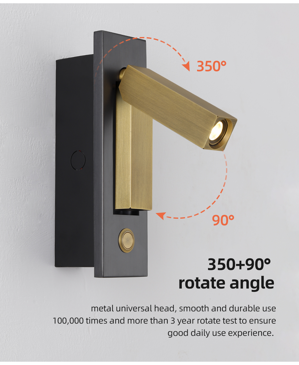 Morden Bedside For Bedroom Hotel Recessed Mounted 3w Led Reading Wall Lamp