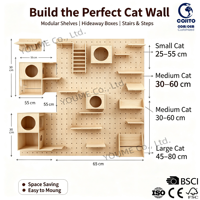 Étagères murales modulaires en bois personnalisées pour chat, arbre à chat mural, griffoir, perchoir, maison, gain de place, durable, montage facile, en carton