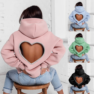 Sudadera con Capucha de Alta Calidad para Mujer, Talla Grande, Estilo Halter, Color Liso - Product Image 2