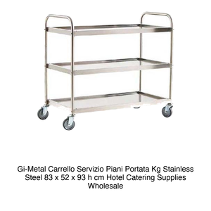 รถเข็นบริการสแตนเลส 3 ชั้น 83 × 52 × 93 ซม. รับน้ำหนักสูงสุด 160 กก. Gi-Metal - Product Image 2