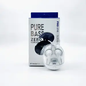 Earbuds Pro satu earphone nirkabel Stereo dengan mikrofon, Earbuds TWS olahraga tampilan Led dalam telinga Pro