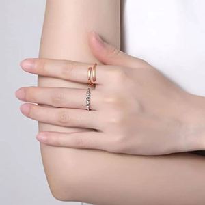 Nouvelle conception : Bagues tournantes à 5 perles pour femmes, ouvertes et ajustables, en Or, Argent, Or Rose, anti-stress et anti-anxiété, pour fille - Product Image 2