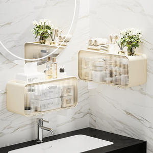 B3093 ชั้นวางของในห้องน้ำสีครีมขาว 50X30 ซม. ชั้นวางของติดผนังทรงสี่เหลี่ยมสำหรับอุปกรณ์อาบน้ำและเครื่องสำอาง ดีไซน์ทนทาน - Product Image 1