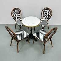 Meubles de bistrot français pour l'extérieur, chaise en rotin d'extérieur, table et chaises en aluminium pour café, restaurant, jardin