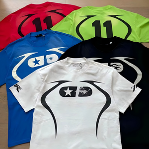 Camiseta Hell de 250g para Hombre, Conjunto Deportivo Estilo Hip-Hop Urbano, Estampado Vintage Lavado, Ropa Urbana, Disponible - Product Image 2