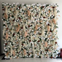 Panneau mural en tissu de soie 3D/5D de luxe, fleurs artificielles, roses, pour décoration de mariage ou de Noël