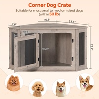 Meuble pour chien, niche en bois de 44,5 pouces, cage pour chien robuste à design d'angle pour chiens de taille moyenne, meuble TV décoratif pour animaux de compagnie