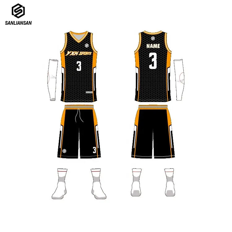 Maglia da basket e pantaloncini personalizzati con sublimazione reversibile divisa da basket con Logo in bianco