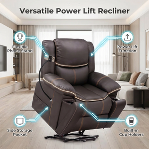 Sillón Reclinable Eléctrico de Doble Uso para Sala de Estar y Dormitorio, Sofá Reclinable Eléctrico con Función de Masaje y Portavasos - Product Image 4
