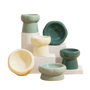 Mangkuk pemberi makan hewan peliharaan yang ditinggikan mangkuk anjing kucing mangkuk keramik tempat makan untuk hewan peliharaan - Product Image 1