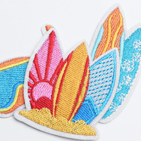 Patch brodé planche de surf et tuba, appliqué thermocollant pour vêtements, vestes, sacs, artisanat d'été DIY