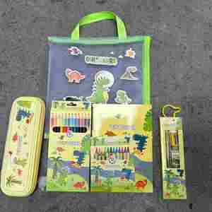 Juego de Papelería Escolar Infantil de Dibujos Animados 2024 con Regla de Plástico, Sacapuntas y Bolígrafos de Gel de Tinta Azul - Diseño Kawaii - Product Image 3