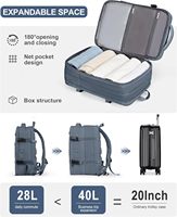 40L Sac à dos unisexe imperméable Weekender Port USB extensible Vol approuvé pour les voyages d'affaires Sac à dos pour ordinateur portable