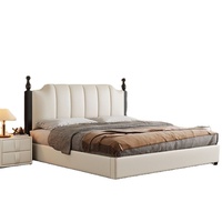Modernes Vintage Öko-Freundliches Gepolstertes Plattformbett mit Stauraum, Hohen Pfosten, Gestepptem PU-Leder-Kopfteil, Kiefernholz, Queen-Size Softbett