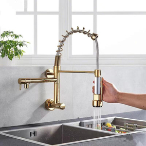 <span class=keywords><strong>Robinet</strong></span> de cuisine mural à eau froide, pivotant à 360°, avec douchette extractible à ressort et pulvérisateur haute pression - Product Image 5