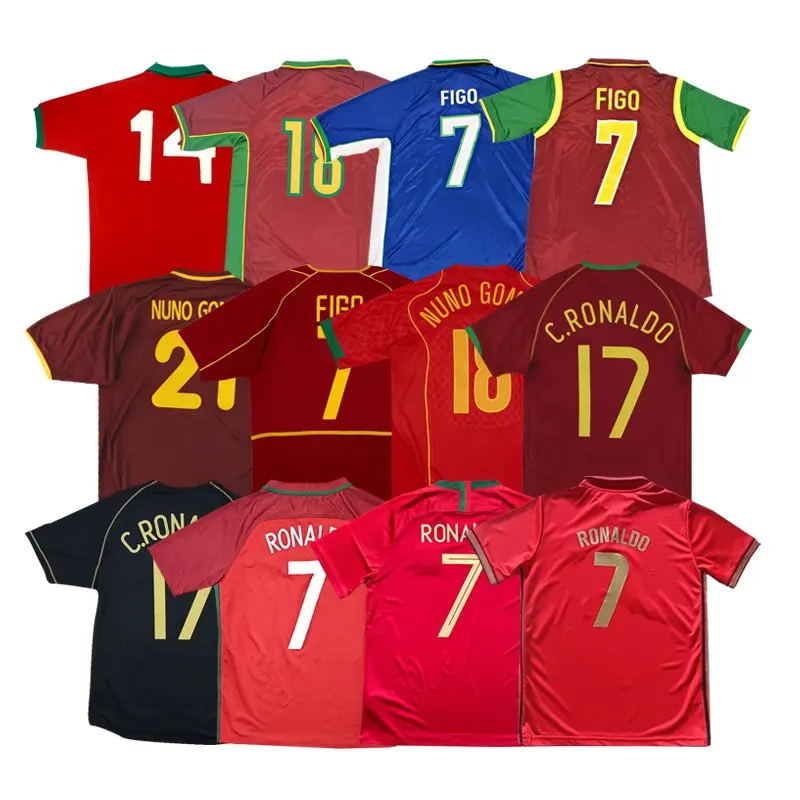 Benutzer definierte Thailand Qualität 1966-2022 Portugal Klassische Vintage Fußball trikots RONALDO Retro Fußball trikot