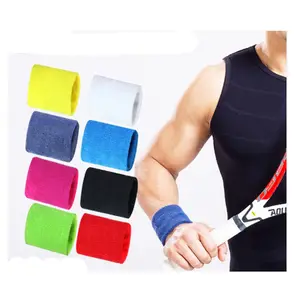 Wholesale Bulk Customized Woven Printed Terry Cloth Tennis Sweatband Embroidered Cotton Gym Basketball Sports Wristbands