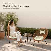 Ensemble de tables et chaises de salle à manger en rotin PE de style nordique contemporain - Mobilier d'extérieur écologique, couleur personnalisable pour balcon, patio, hôtels
